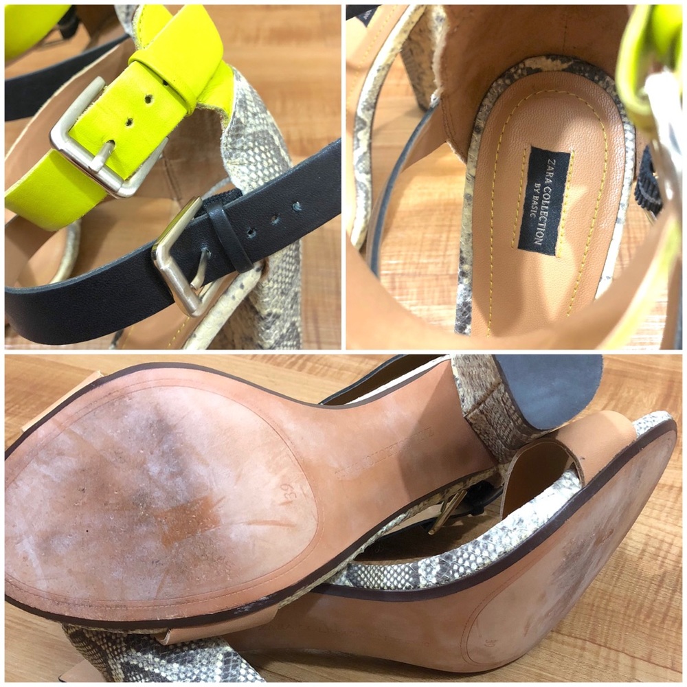 Zara Python Colorblock Heeled Ankle Strap Sandals - image 8